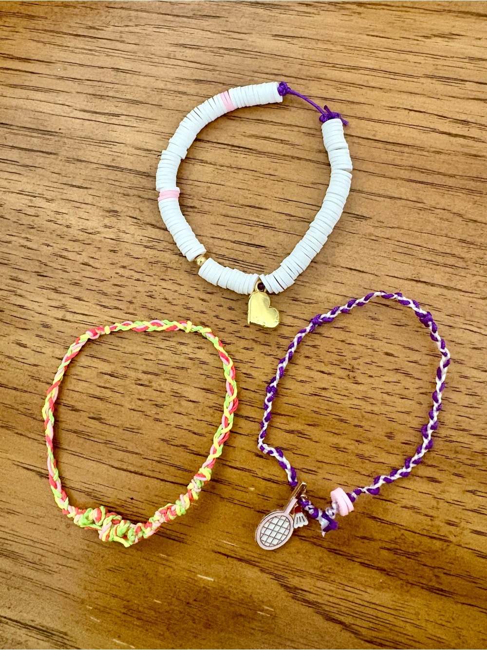 Elastic White and Multicolor Friendship Bracelet Set - Handmade Durable